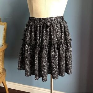 Black & white polka dot circular layered mini skirt party summer everyday wear S
